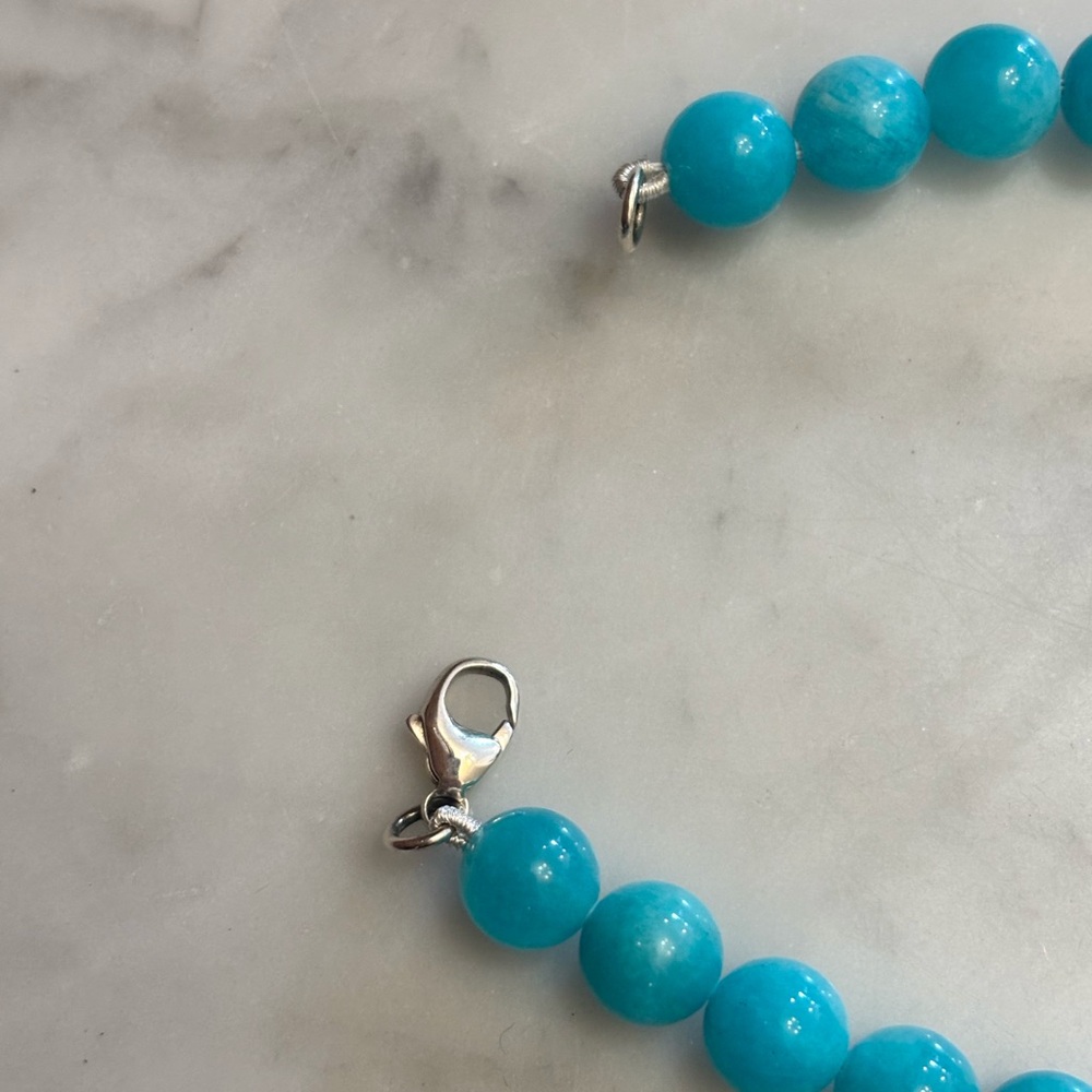 Tiffany & Co. .925 Amazonite Bead Silver Return to Tiffanys Heart Charm Bracelet - Picture 6 of 7